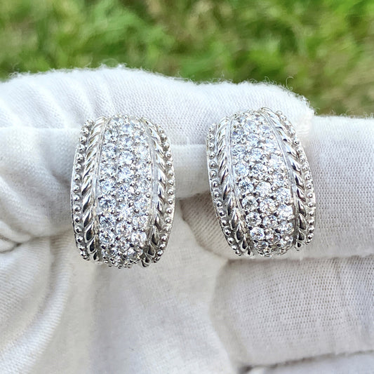 Judith Ripka Pavé "Diamond" Engraved Earrings