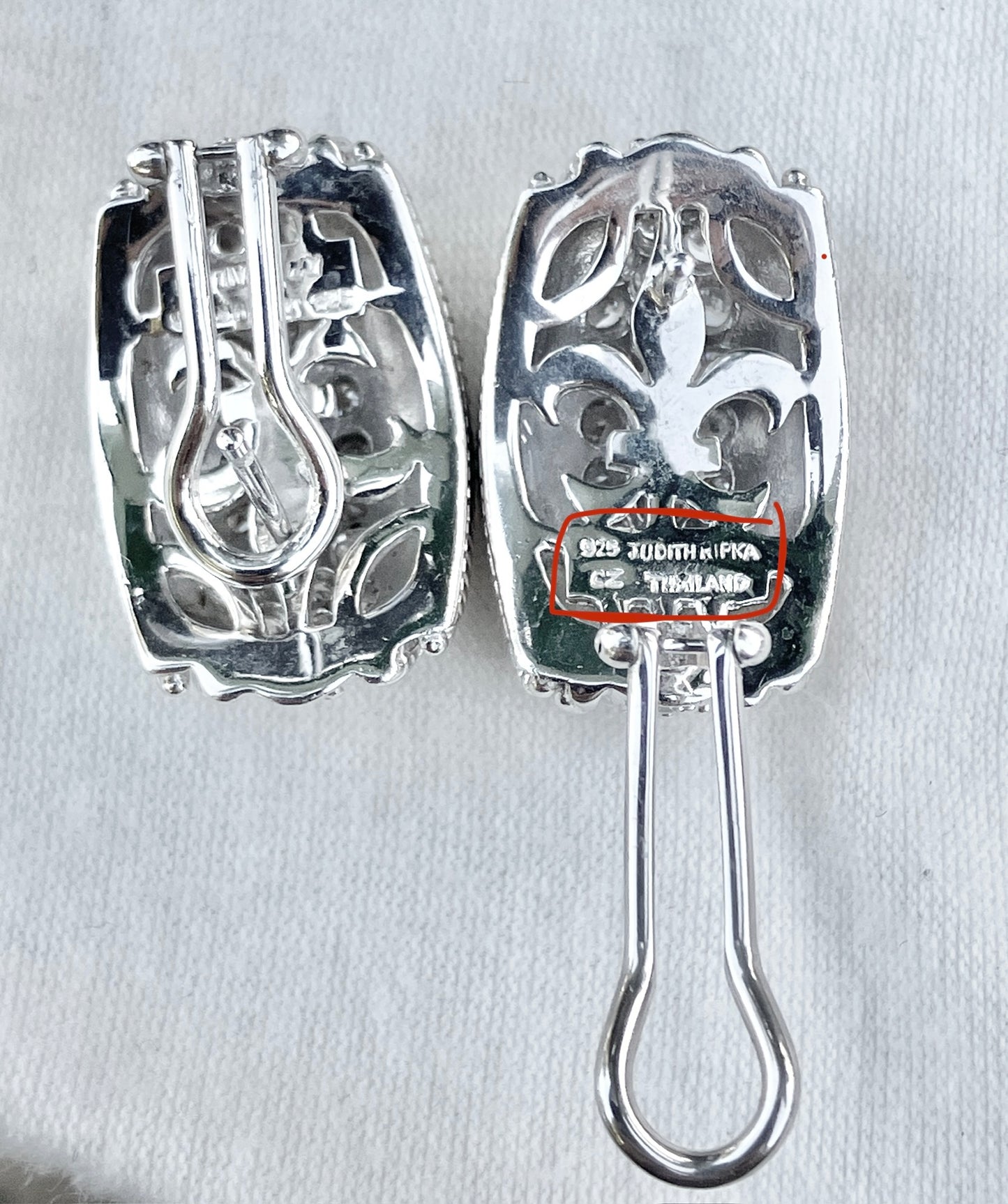 Judith Ripka Pavé "Diamond" Engraved Earrings