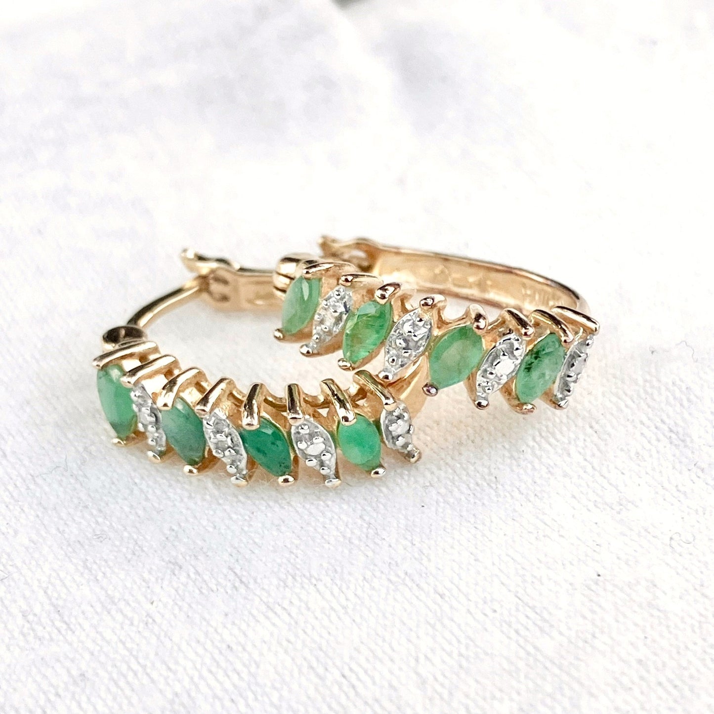 Gold Plated Emerald and Diamond Set