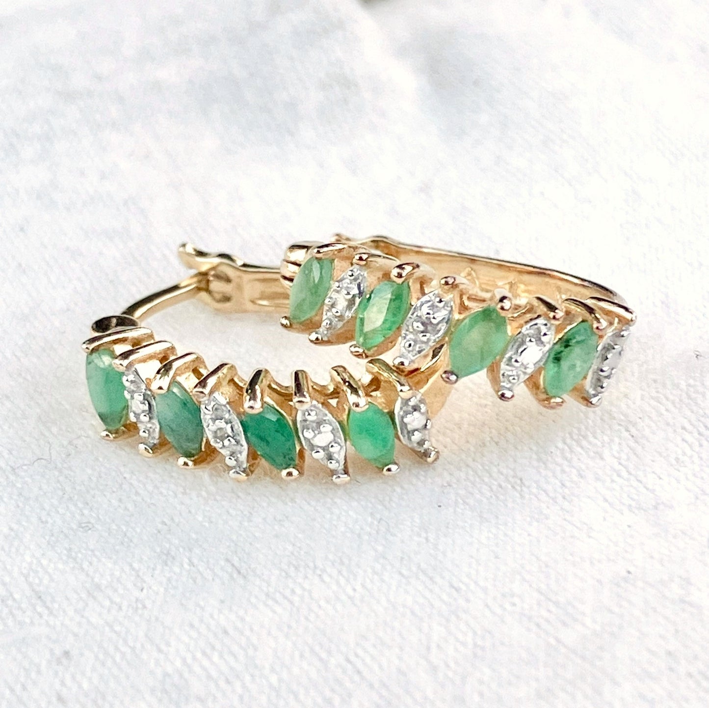 Gold Plated Emerald and Diamond Set