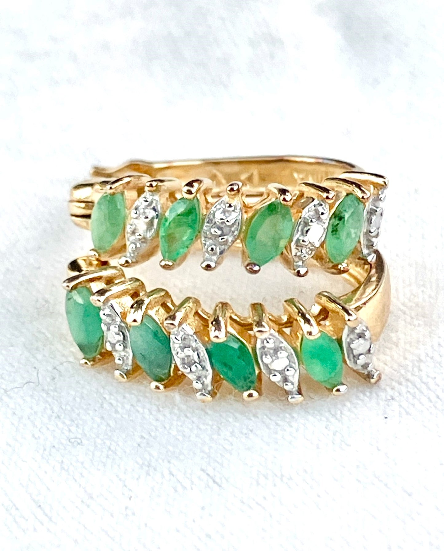 Gold Plated Emerald and Diamond Set