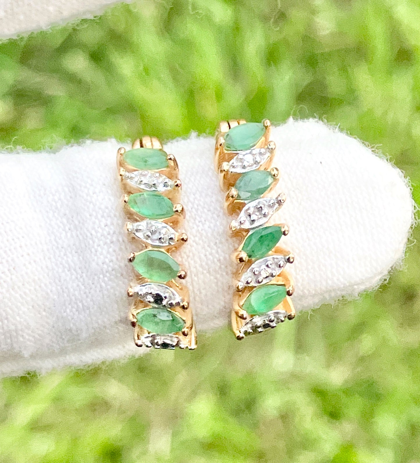 Gold Plated Emerald and Diamond Set