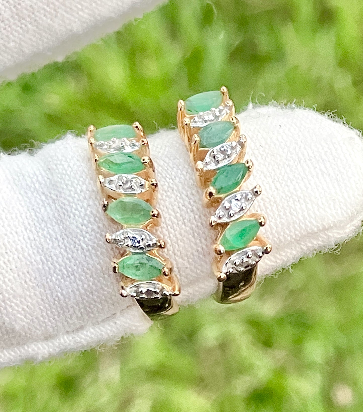 Gold Plated Emerald and Diamond Set