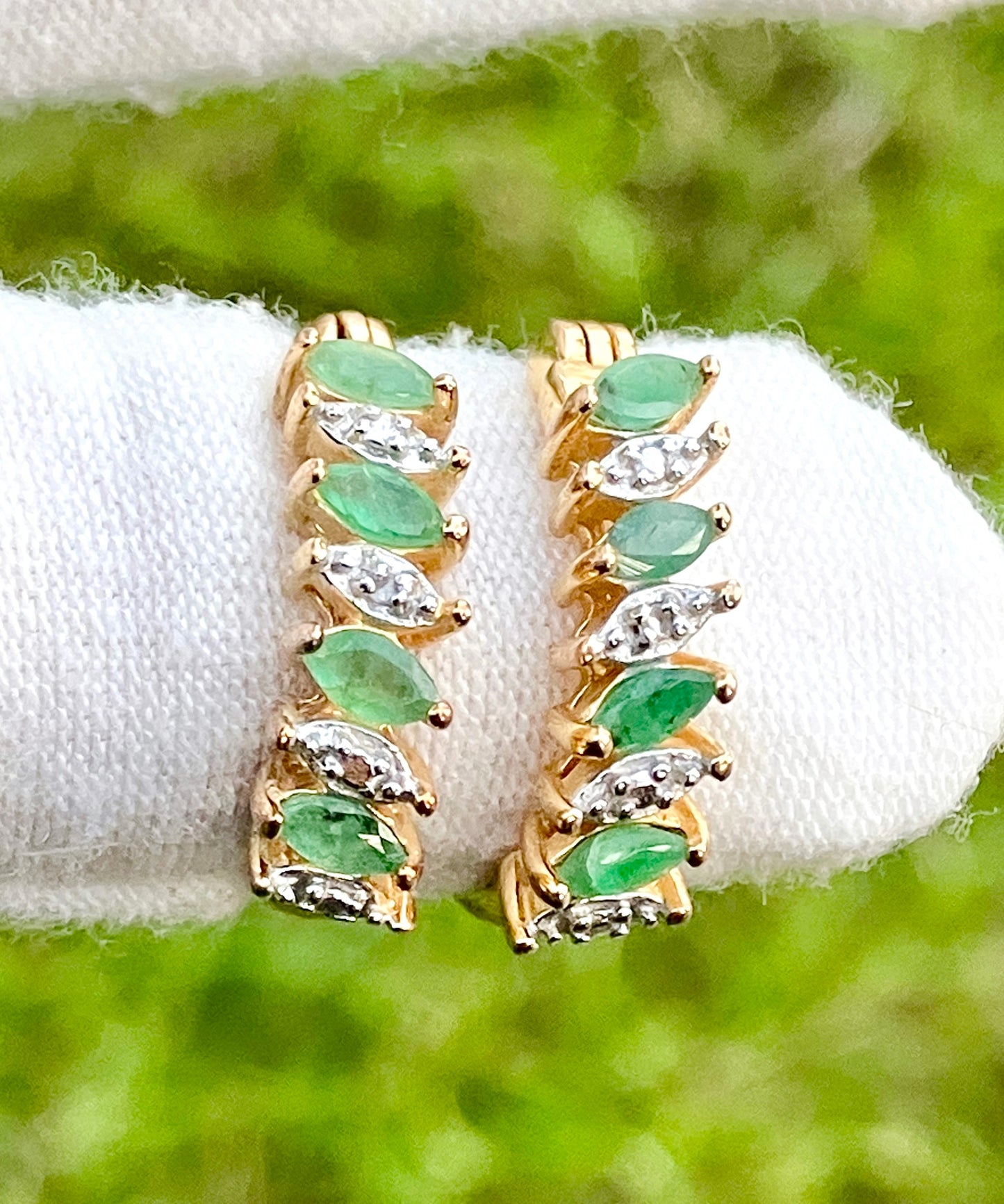 Gold Plated Emerald and Diamond Set