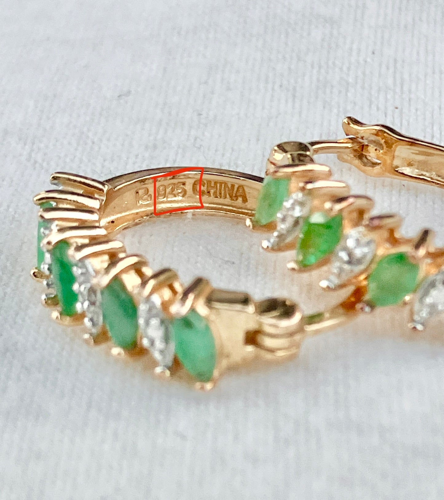 Gold Plated Emerald and Diamond Set
