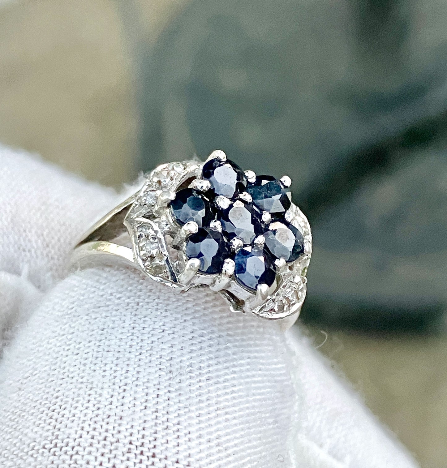 Sapphire and "Diamond" Flower Set