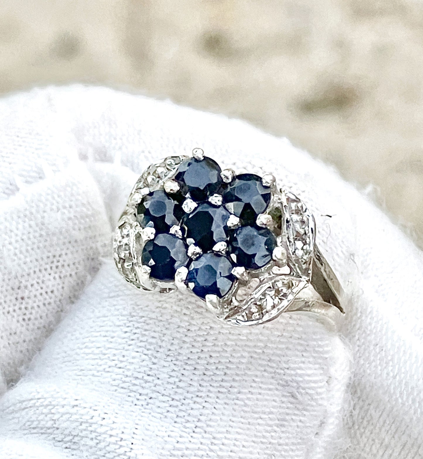 Sapphire and "Diamond" Flower Set