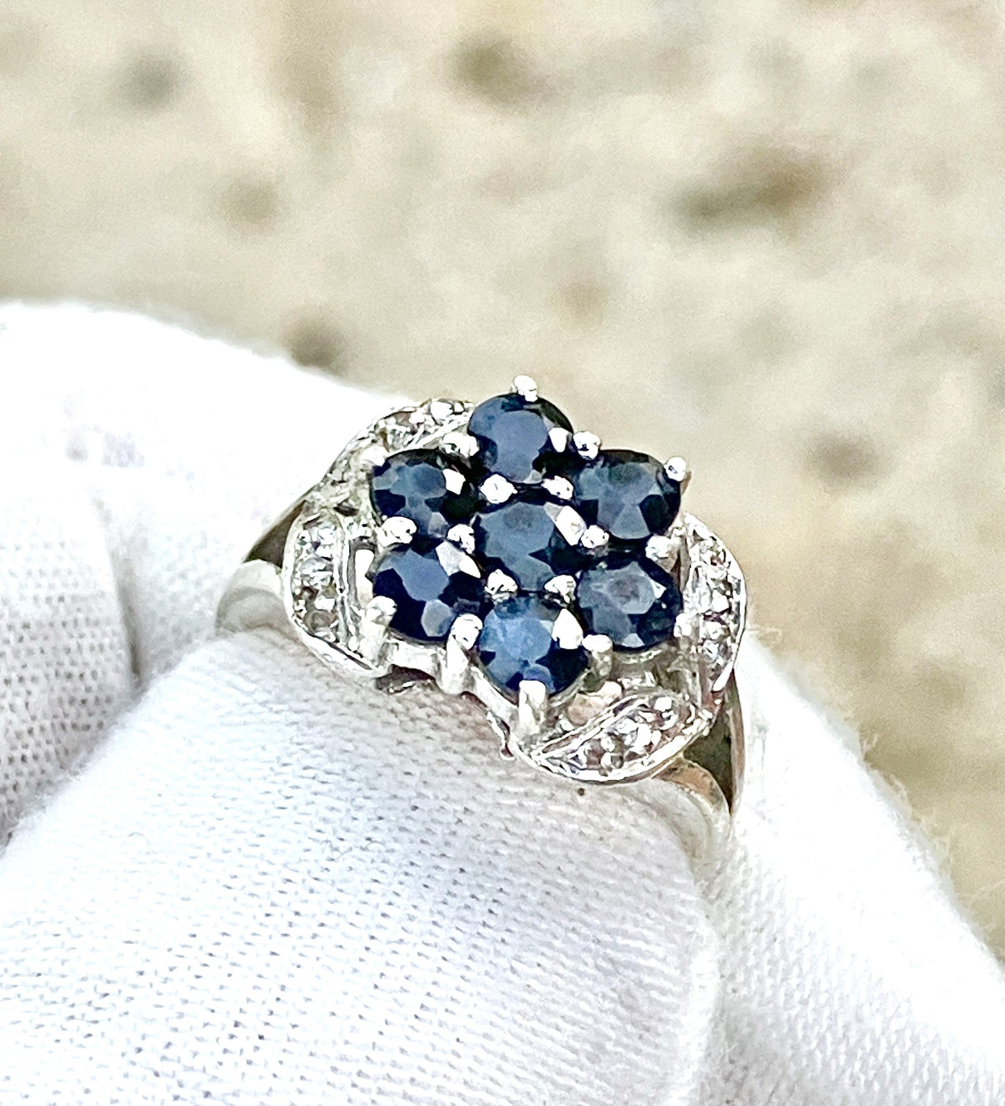 Sapphire and "Diamond" Flower Set