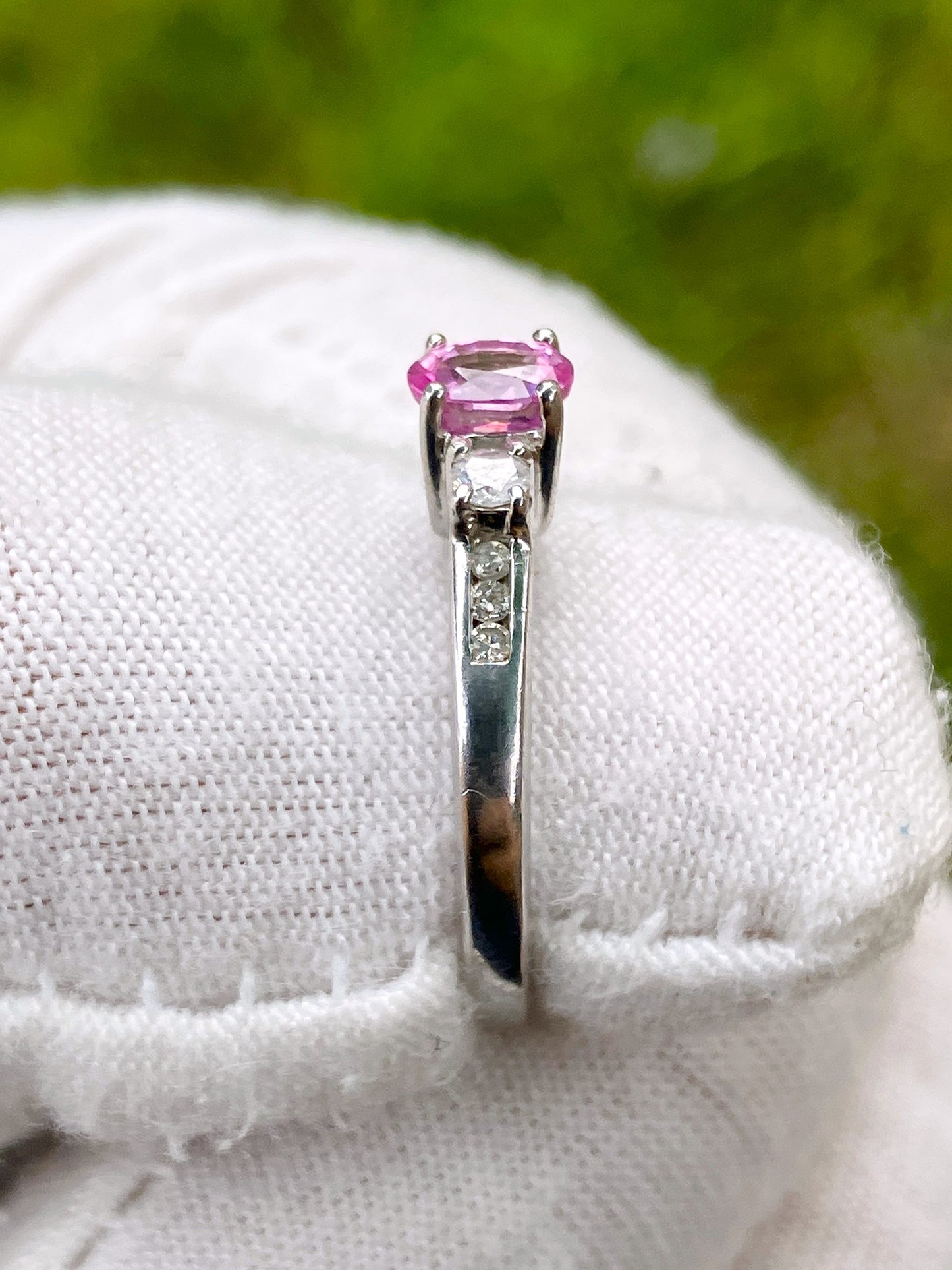 Pink Sapphire and Diamond Ring