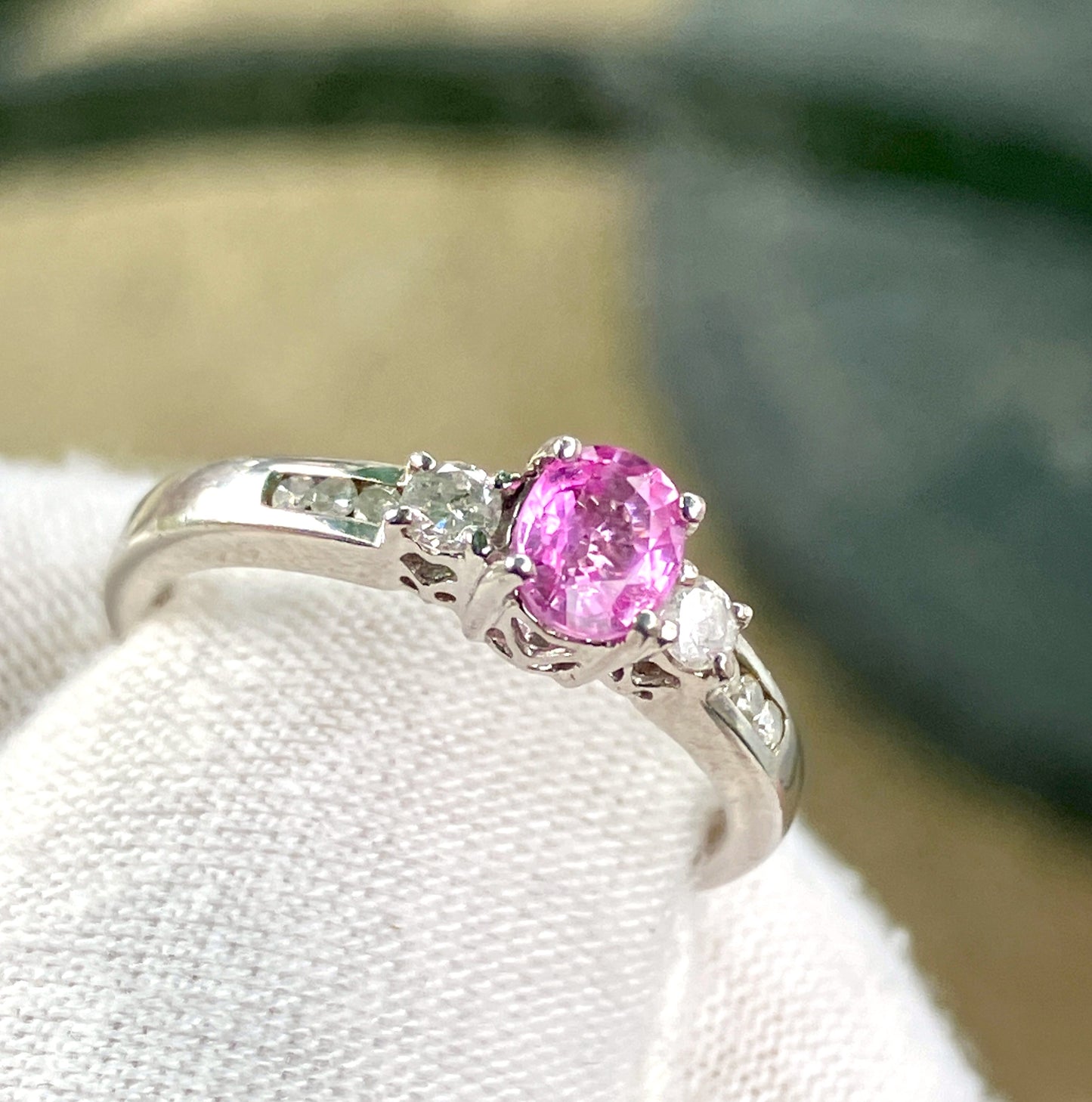 Pink Sapphire and Diamond Ring