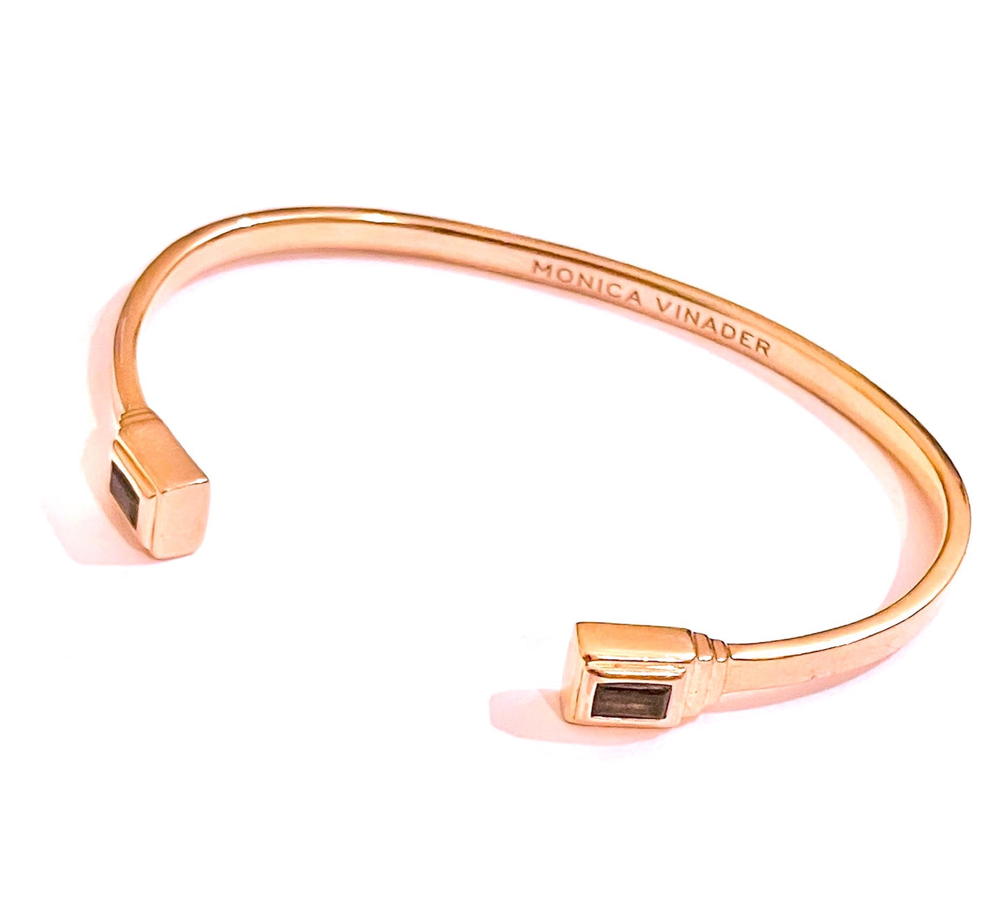 Monica Vinader Rose Gold Plated Bangle with Labradorite Accents