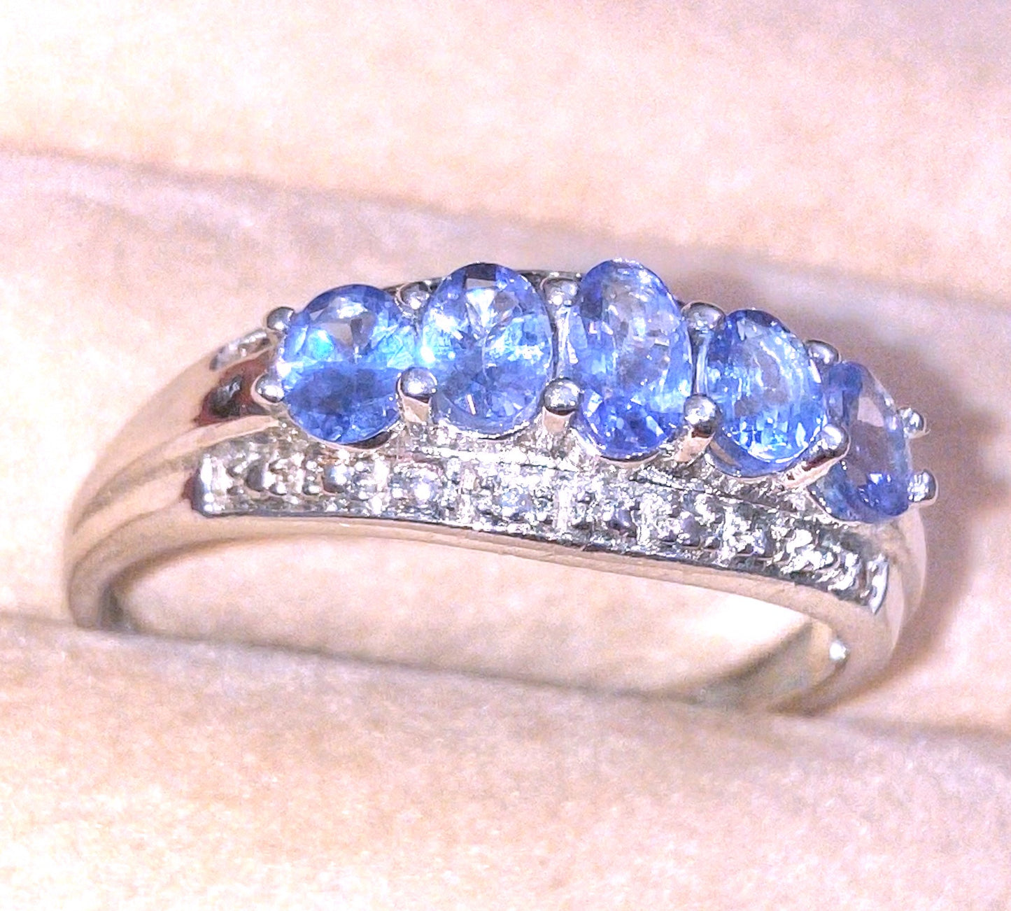 5 Stone Oval Cut Tanzanite Ring
