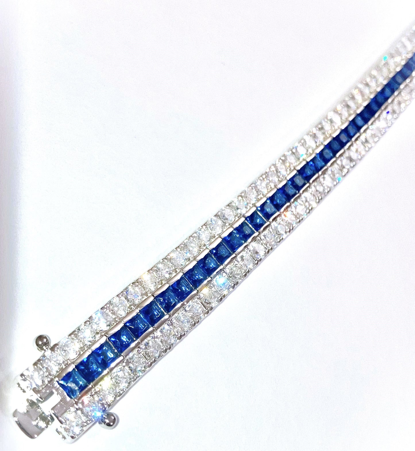 Tri-Row "Diamond" and "Sapphire" Tennis Bracelet