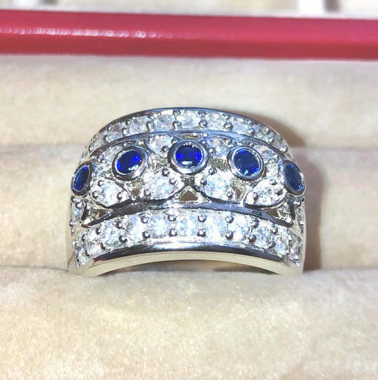 5 "Sapphires" in Ornate "Diamond" Setting Ring
