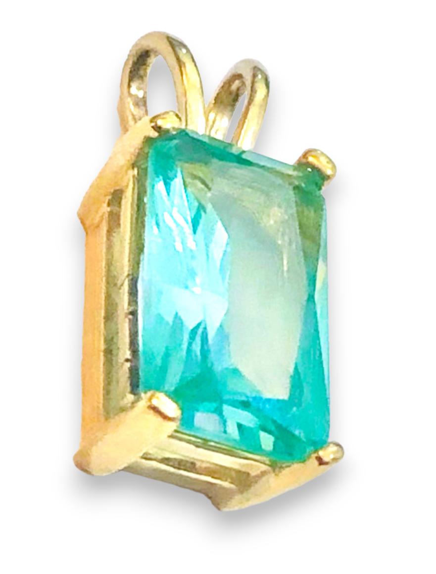 Gold Plated Synthetic Paraiba Spinel Pendant