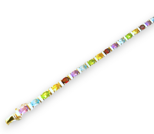 Bar Set Garnet, Citrine, Peridot, Blue Topaz, & Amethyst Bracelet
