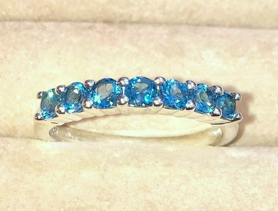 7 Stone London Blue Topaz Ring