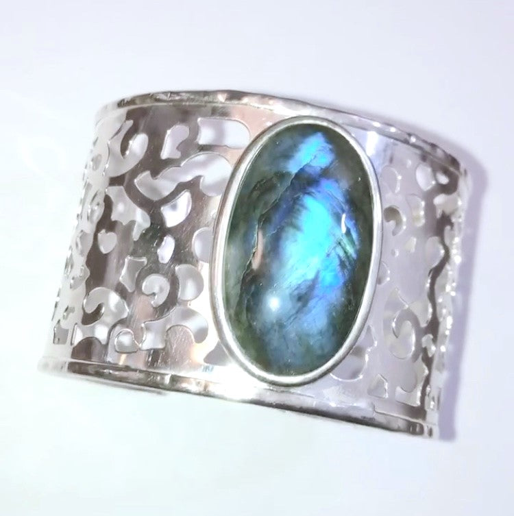 Labradorite Filigree Vine Bangle