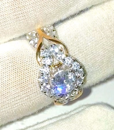 "Diamond" Halo Vine Engagement Ring with Gold Detailing