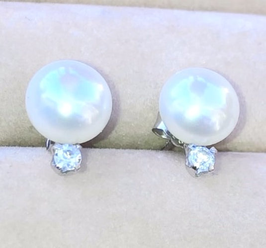 Pearl and "Diamond" Earrings