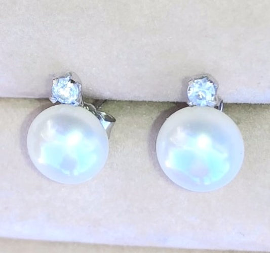 Pearl and "Diamond" Earrings