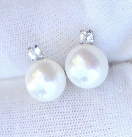 Pearl and "Diamond" Earrings
