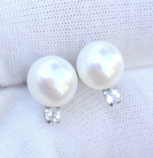 Pearl and "Diamond" Earrings