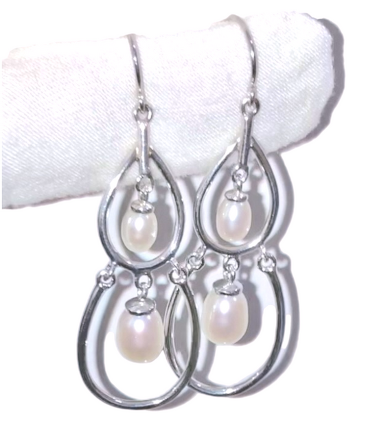 Two-Tier Teardrop Pearl Dangle Earrings