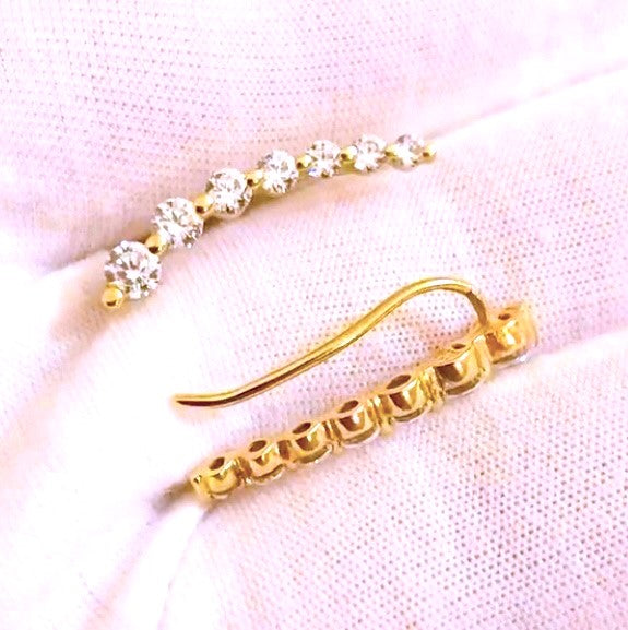 Gold Plated "Diamond" Climber Earrings