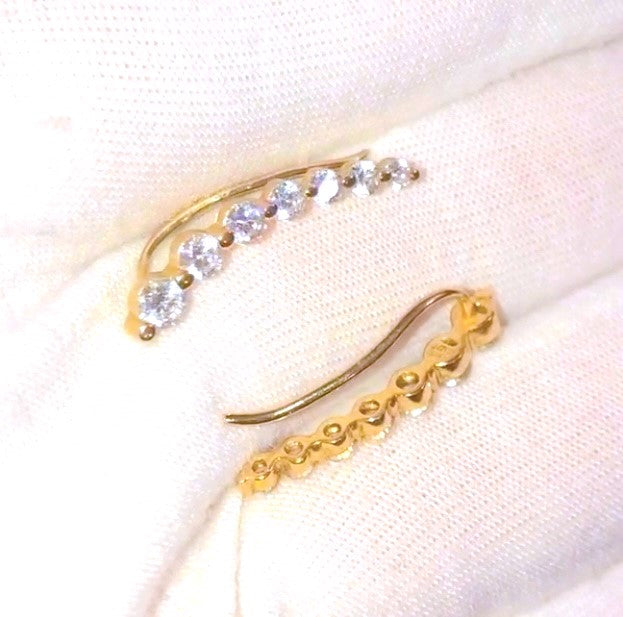 Gold Plated "Diamond" Climber Earrings