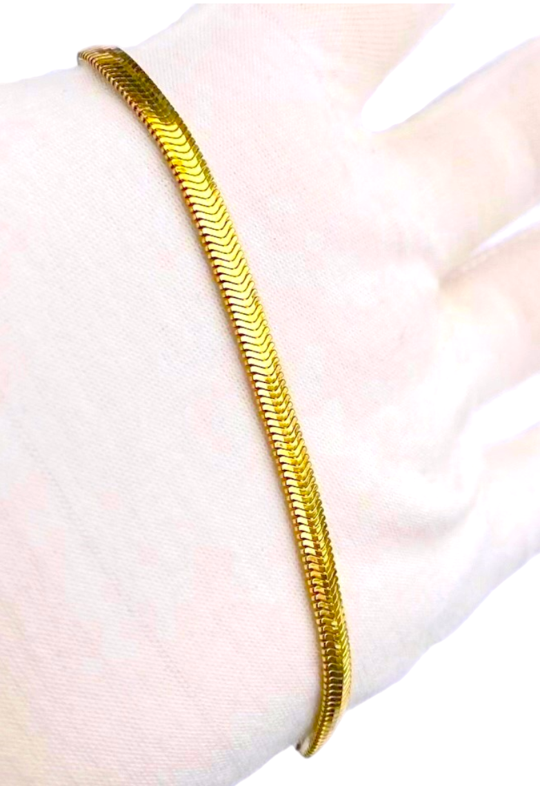 Gold Plated Snake Bone Bracelet