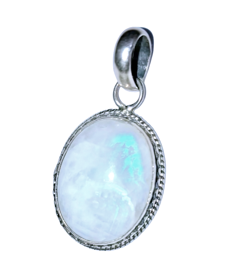 Oval Moonstone in Engraved Setting Pendant