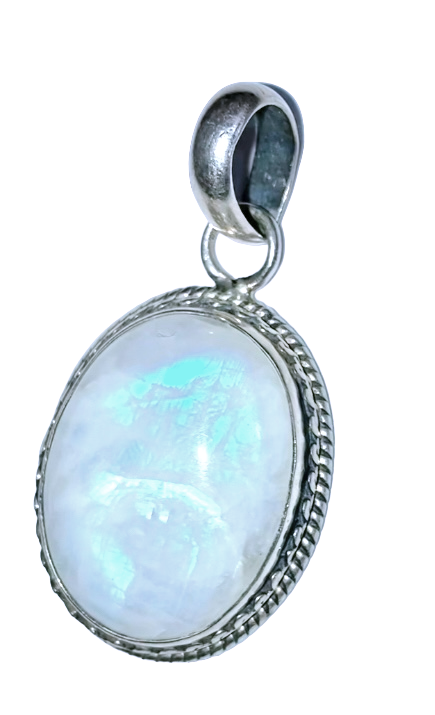 Oval Moonstone in Engraved Setting Pendant