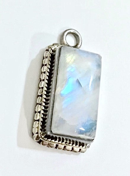 Rectangle Rainbow Moonstone Pendant