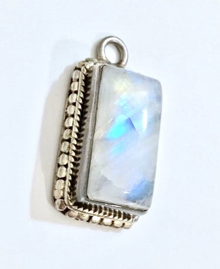 Rectangle Rainbow Moonstone Pendant