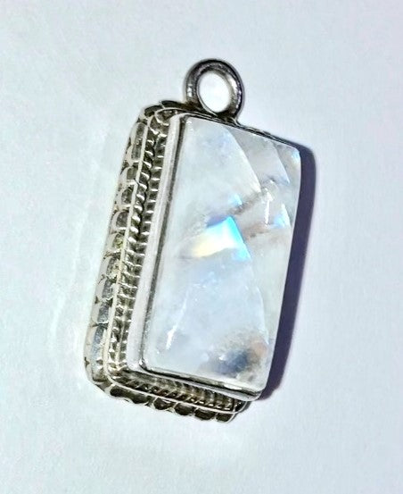 Rectangle Rainbow Moonstone Pendant