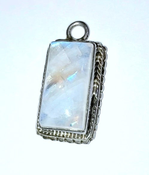 Rectangle Rainbow Moonstone Pendant