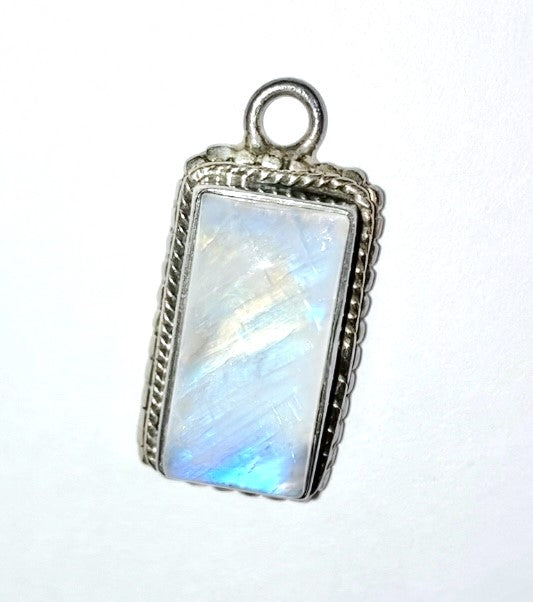 Rectangle Rainbow Moonstone Pendant