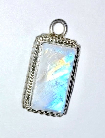 Rectangle Rainbow Moonstone Pendant
