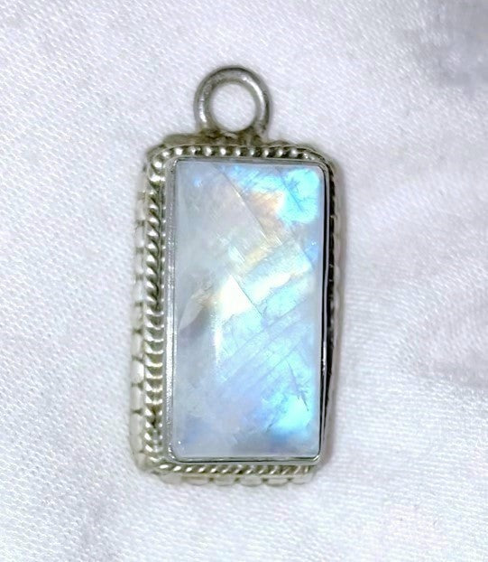 Rectangle Rainbow Moonstone Pendant