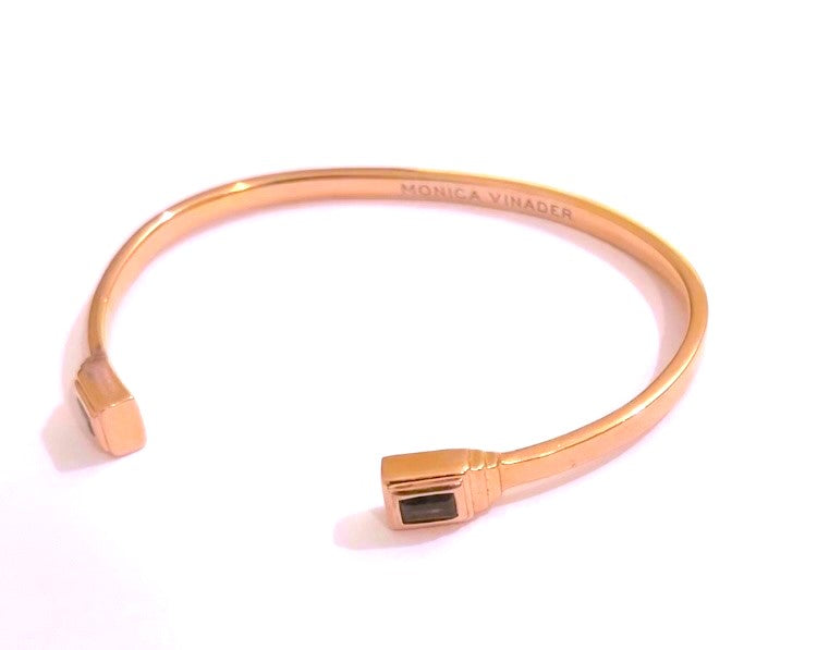 Monica Vinader Rose Gold Plated Bangle with Labradorite Accents