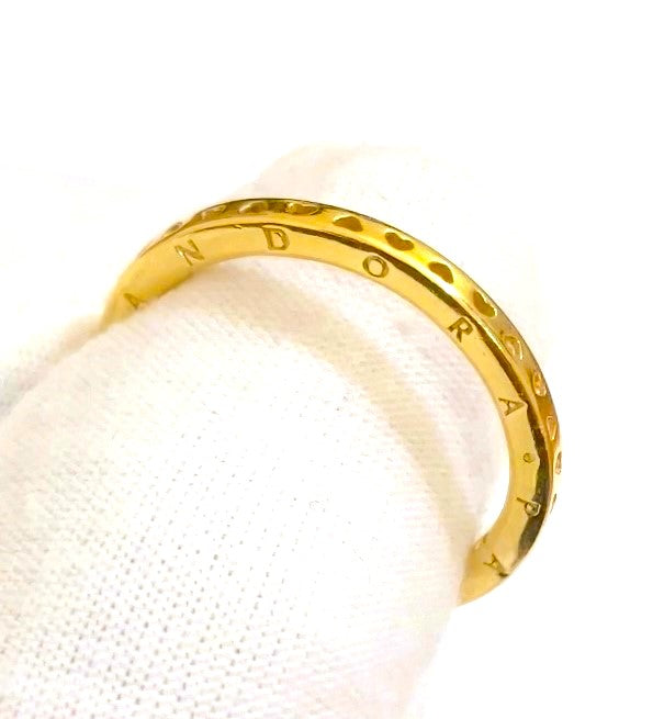 Gold Plated Pandora Logo & Hearts Ring
