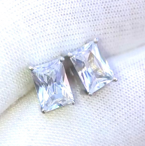 Baguette Cut "Diamond" Studs