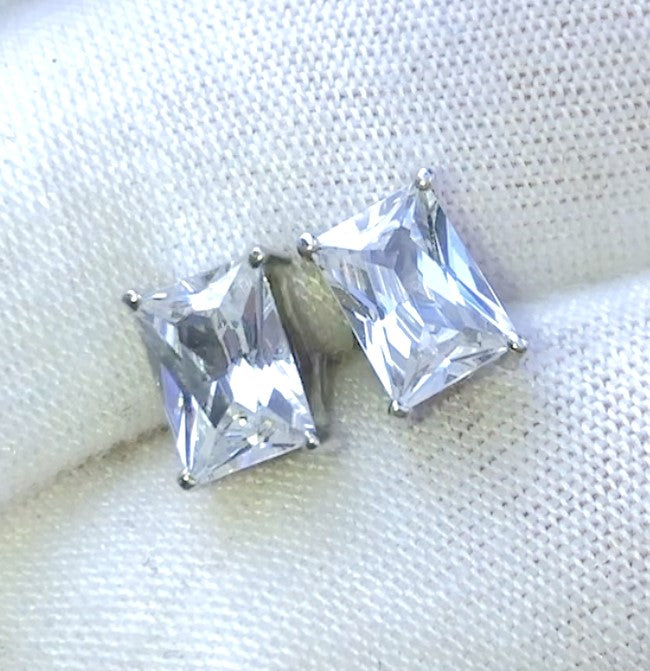 Baguette Cut "Diamond" Studs