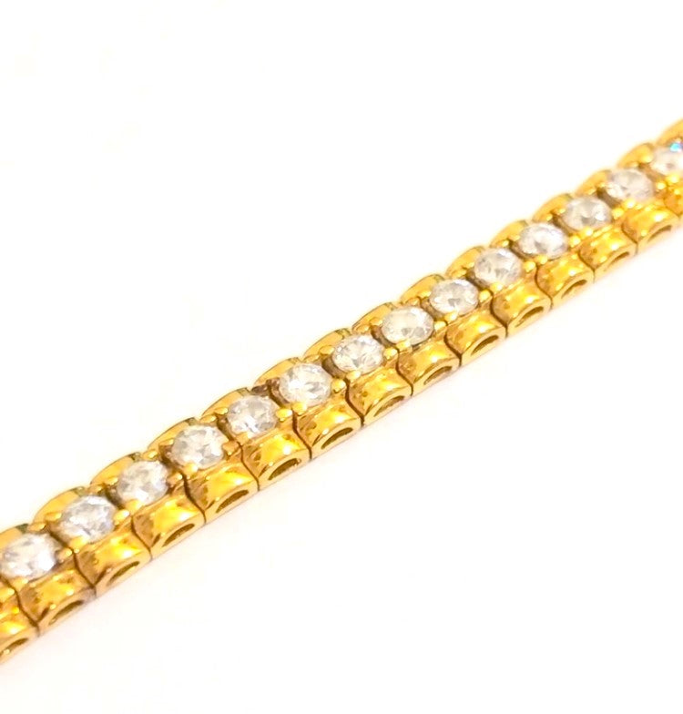 Gold Plated Watch Link with "Diamond" Inlay Bracelet