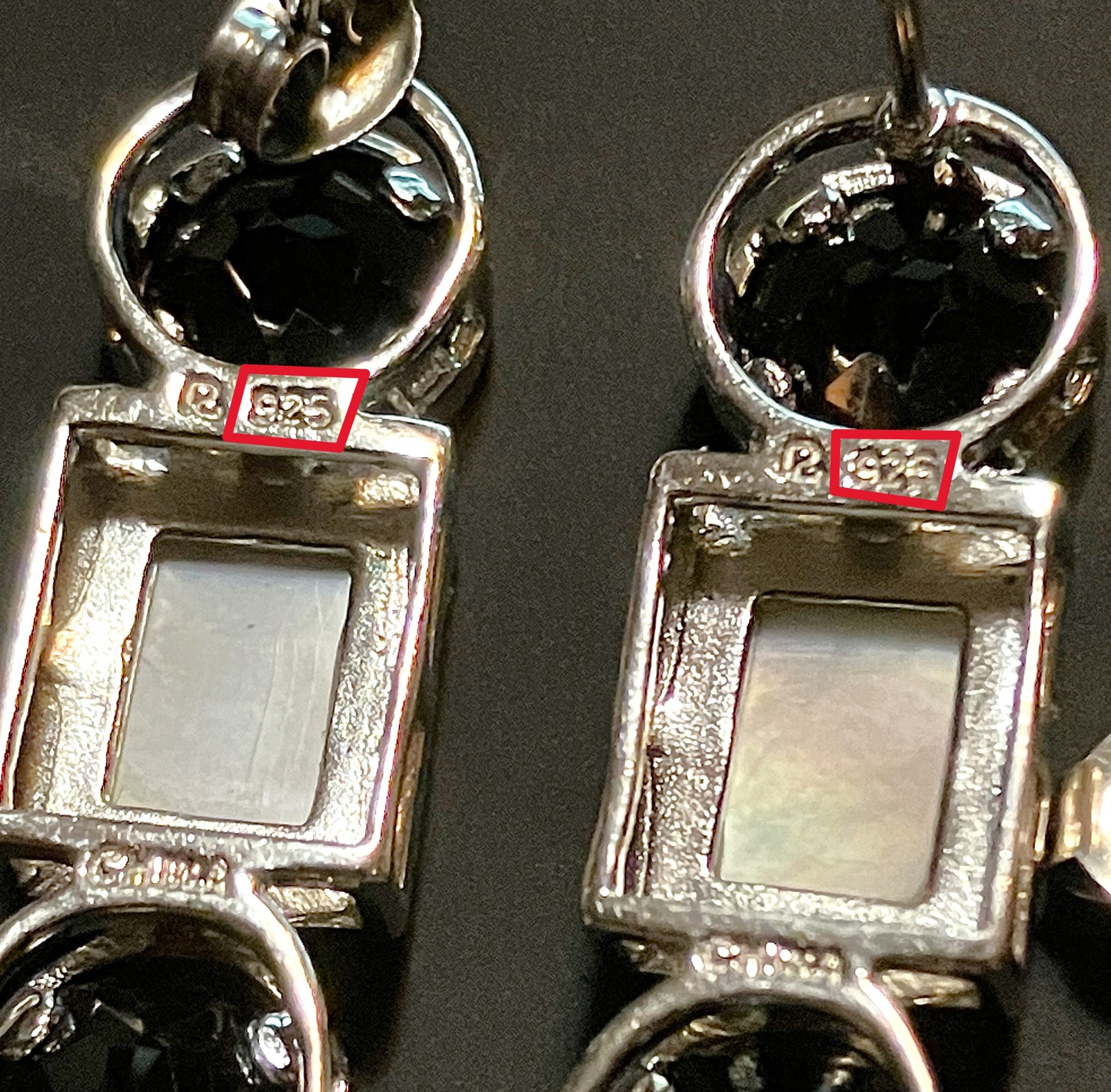 Tiger's Eye, Mother of Pearl, and Smoky Quartz Earrings