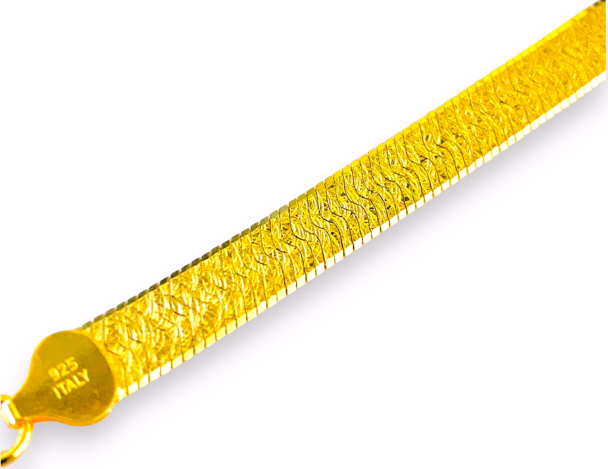 Gold Plated Engraved Herringbone Bracelet