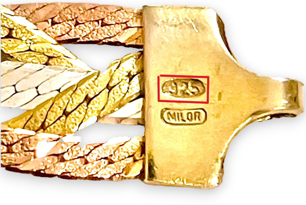 Tri-Color Woven Herringbone Bracelet with Mid Strand and Gold Plated Clasp