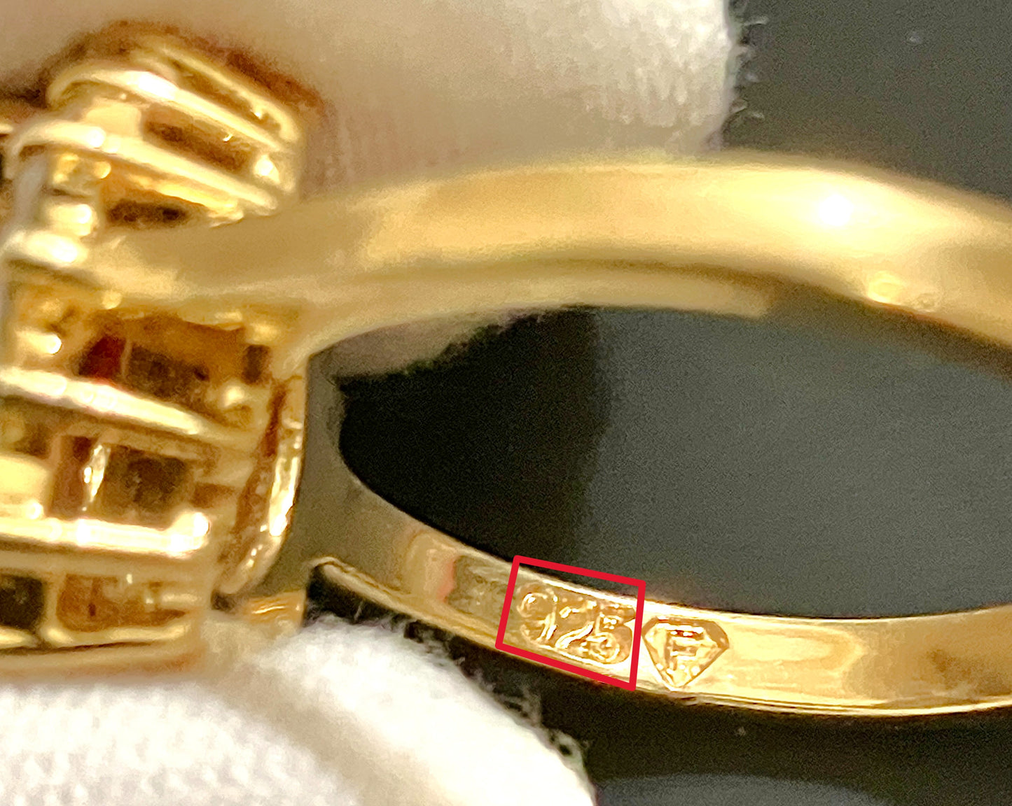 Gold Plated Pear Cut Garnet in "Diamond" Halo Ring