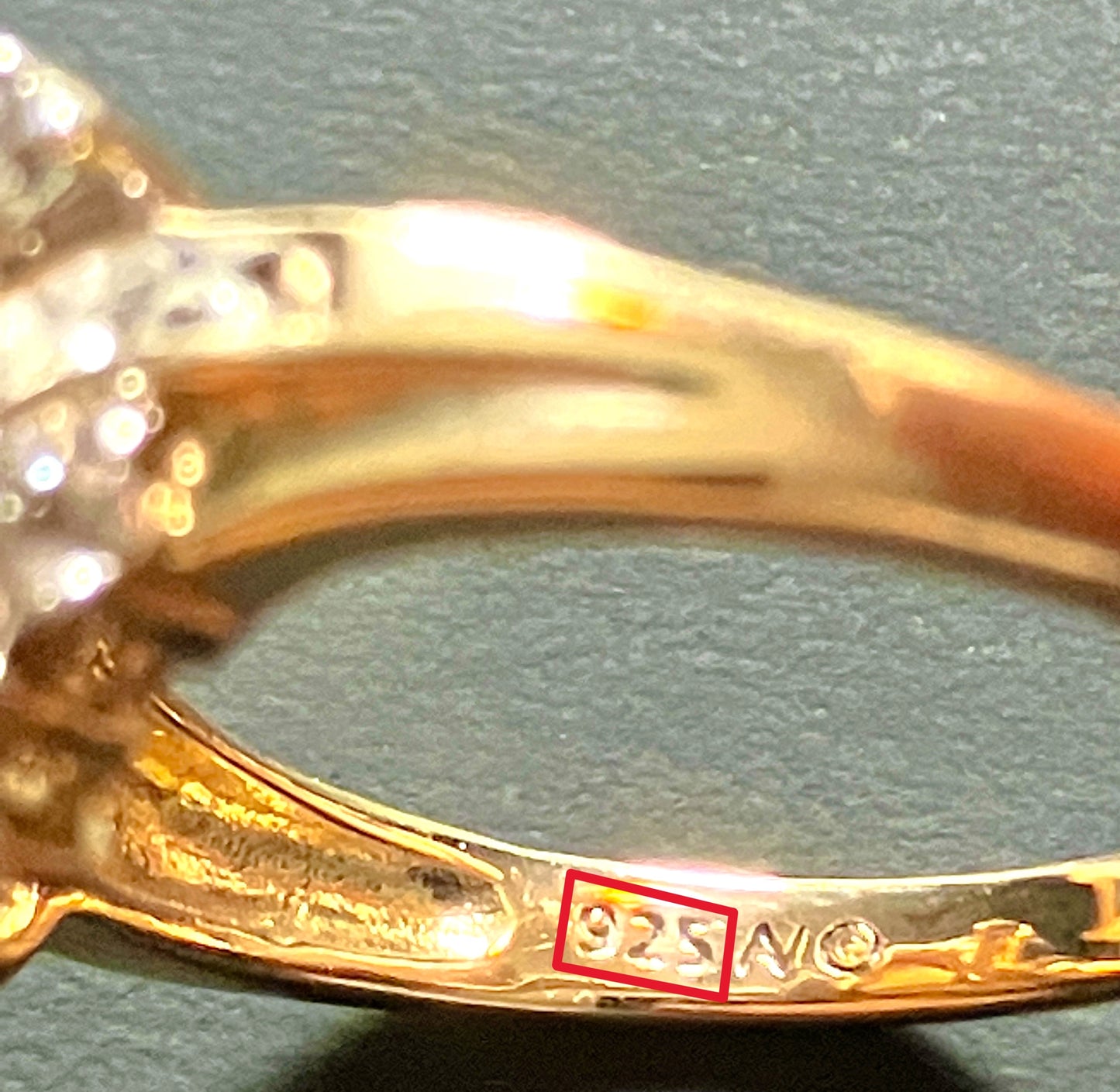 Gold Plated Pearl and "Diamond" Ring